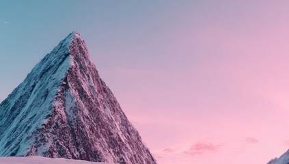 Snowy mountain peak, vibrant pastel sky
