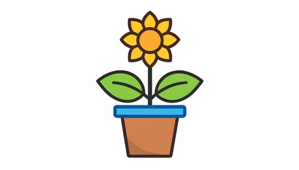 A simple potted sunflower graphic