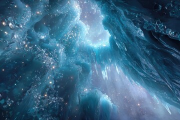 Icy cavern glows with ethereal light