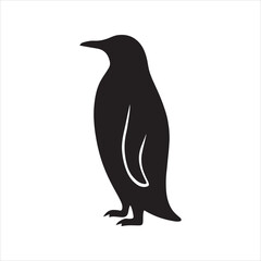 Naklejka premium Minimalist Penguin Silhouette Against White Background Featuring a Clean and Modern Design Perfect for Logos and Illustration Projects Suitable for Wildlife and Antarctic Themes