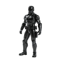 Dark, futuristic soldier figure, full body, standing pose