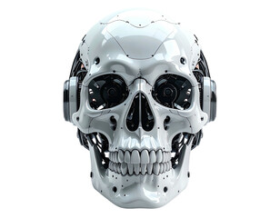 White robotic skull, mechanical features