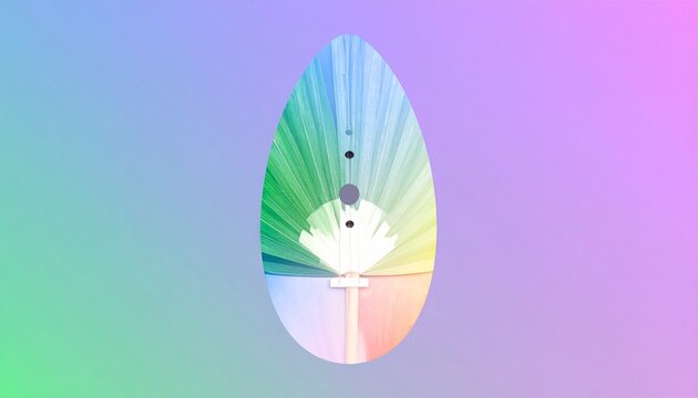 Minimalist 2D artwork of a sasando, traditional string instrument from Rote Island, shaped like a fan with palm leaf covering, soft pastel colors