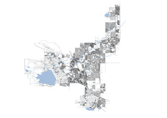  A detailed vector map of Westminster showing a complex network of highways, waterways, and buildings.