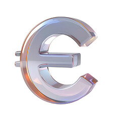 3D rendered euro symbol, metallic, reflective (1)