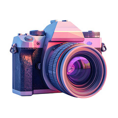 Retro camera, 3D stylized, vibrant colors