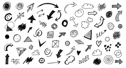 Dynamic hand-drawn doodle elements and arrows perfect for modern design projects and creative presentations