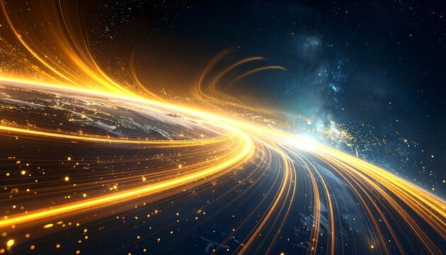 Earth in swirling golden light