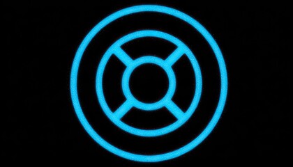 Bright blue circular life preserver icon
