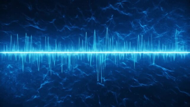 Abstract Blue Sound Wave Visualization.