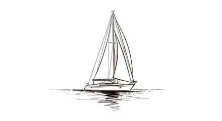 Elegant sailboat line art for a nautical adventure, perfect for travel posters or minimalist design projects, with a classic and timeless feel
