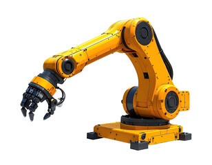 Fototapeta premium Yellow industrial robot arm, articulated, reaching