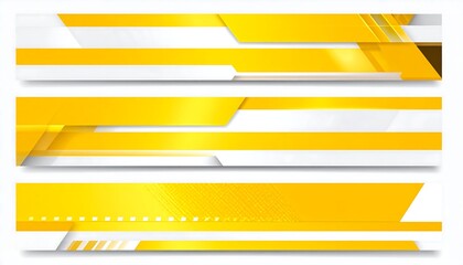 Abstract geometric banners in yellow and white