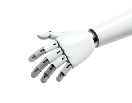 White robotic hand outstretched