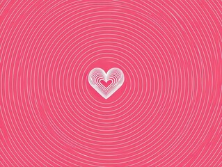 Abstract heart design on a pink background with concentric circles