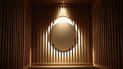 Wooden wall with oval light