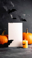 paper blank with halloween decoration halloween design