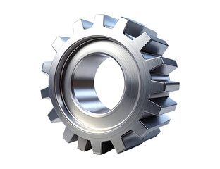 Modern 3D Render of Polished Chrome Gear Symbolizing Engineering