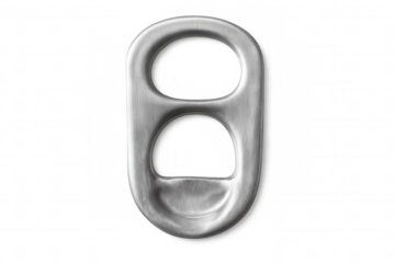 Aluminum pull tab for can drinks, promoting recycling and environmental conservation on transparent background