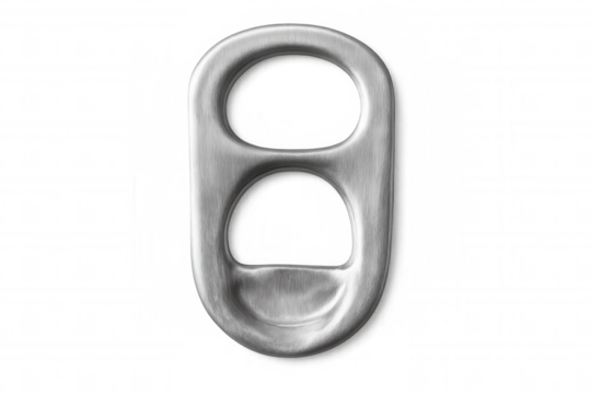 Aluminum pull tab for can drinks, promoting recycling and environmental conservation on transparent background