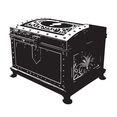 Black pandoras box Silhouette Vector, High Quality Illustration on White Background
