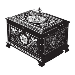 Black pandoras box Silhouette Vector, High Quality Illustration on White Background