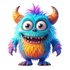 Fototapeta premium Cute, fluffy monster with bright colors