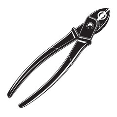 Black pliers slip joint Silhouette Vector, High Quality Illustration on White Background