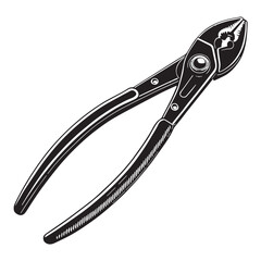 Black pliers slip joint Silhouette Vector, High Quality Illustration on White Background