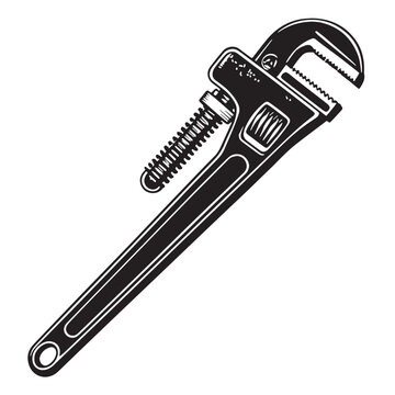 black pipe wrench tool isolated clip art preview