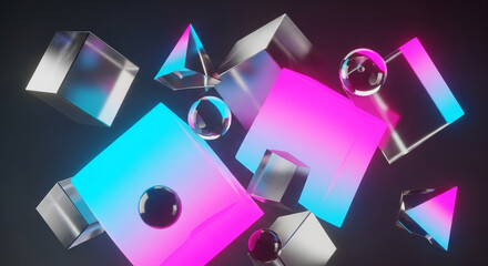 Glowing orbs & crystals illustration