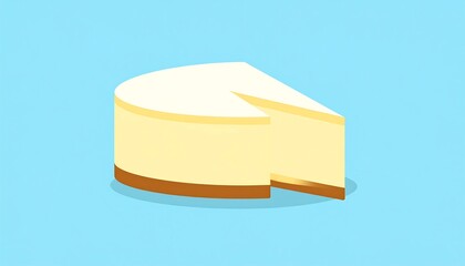 A slice of cheesecake on a light blue background