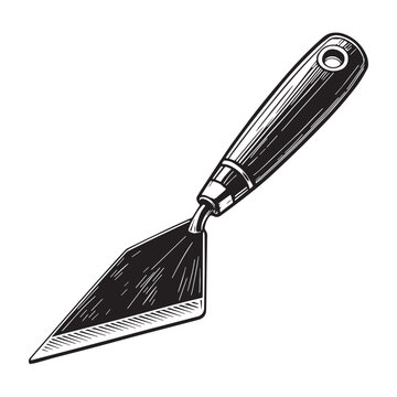 black and white palette knife clip art preview