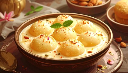 Creamy milk dessert in a bowl