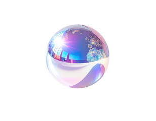 A shimmering, iridescent sphere, reflecting an image of Earth and sunlight