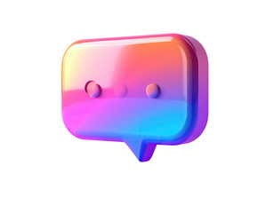 3D rendered, vibrant speech bubble icon, gradient colors
