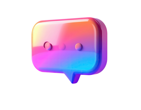 3D rendered, vibrant speech bubble icon, gradient colors