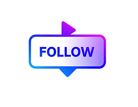 Vibrant,  neon-colored  "FOLLOW"  button,  speech  bubble  style