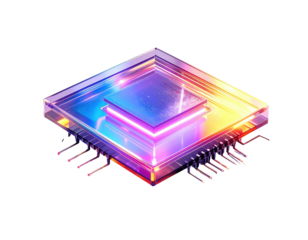 Colorful, glowing, transparent chip