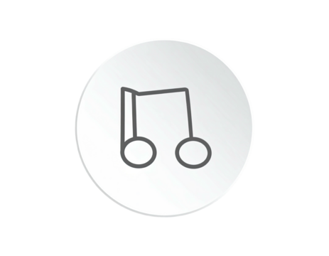 Gray music note icon in a white circle - Powered by Adobe