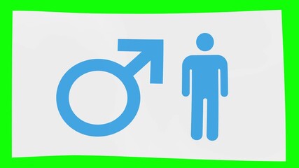 Flag that waves with a symbol or sign of masculine or man in light blue