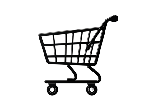 Black shopping cart icon, detailed graphic