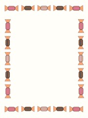 A minimalist background with a light backdrop and a border of candy icons in pink and black
