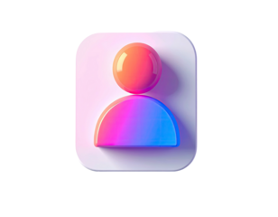 Square icon, 3D user profile, vibrant colors (1)