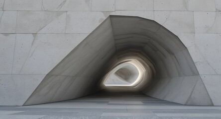 Fototapeta premium Abstract Concrete Tunnel, Architectural Design, Modern Pathway, Interior Design, Grey Walls, Light at the End, Urban Structure, Geometric Shapes, Modern Architecture, Contemporary Design, Pathway