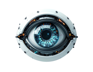 Futuristic eye, mechanical, and detailed