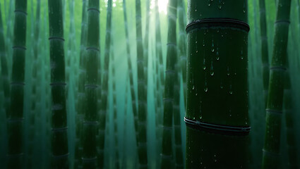 water drops on a bamboo green