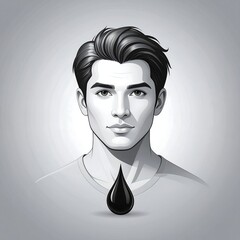 Monochrome portrait of a man with a drop