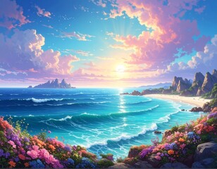 美しい海と太陽イメージ