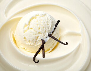 Creamy vanilla ice cream scoop